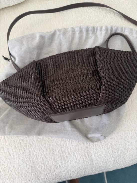 Brunello Cucinelli Handbags - BRUNELLO CUCCINELLI- Brown Pleated Faux Straw Shoulder Bag